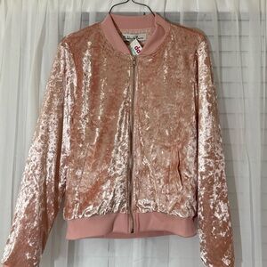 Pink Velvet Bomber Jacket